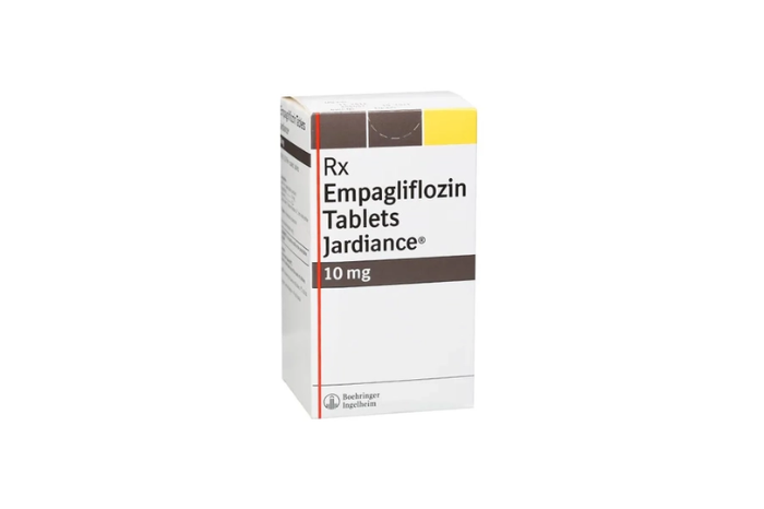 Jardiance 10 mg empagliflozin tablets box used for type 2 diabetes treatment