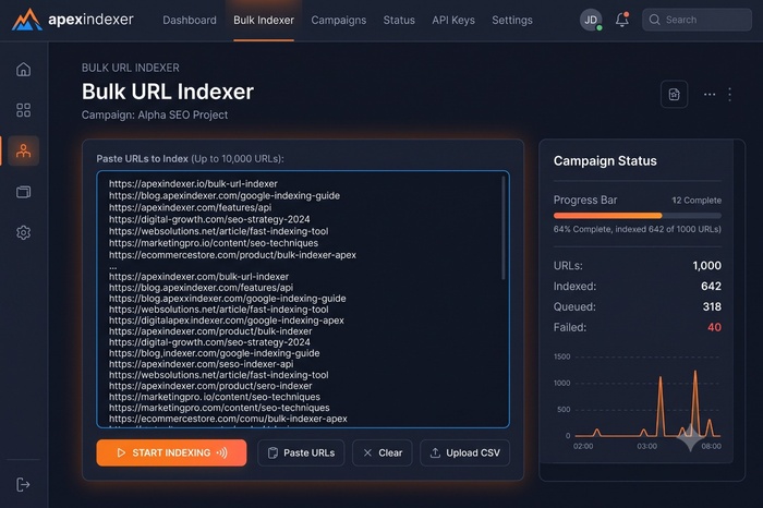 bulk URL indexer