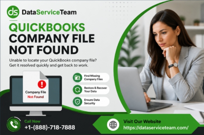 QuickBooks Company File Not Found troubleshooting guide showing company file recovery and repair steps