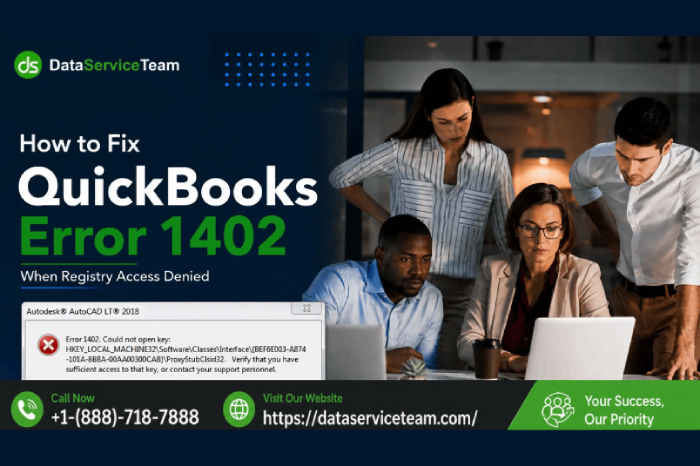 QuickBooks Error 1402 fix showing Windows Registry access denied during QuickBooks Desktop installation